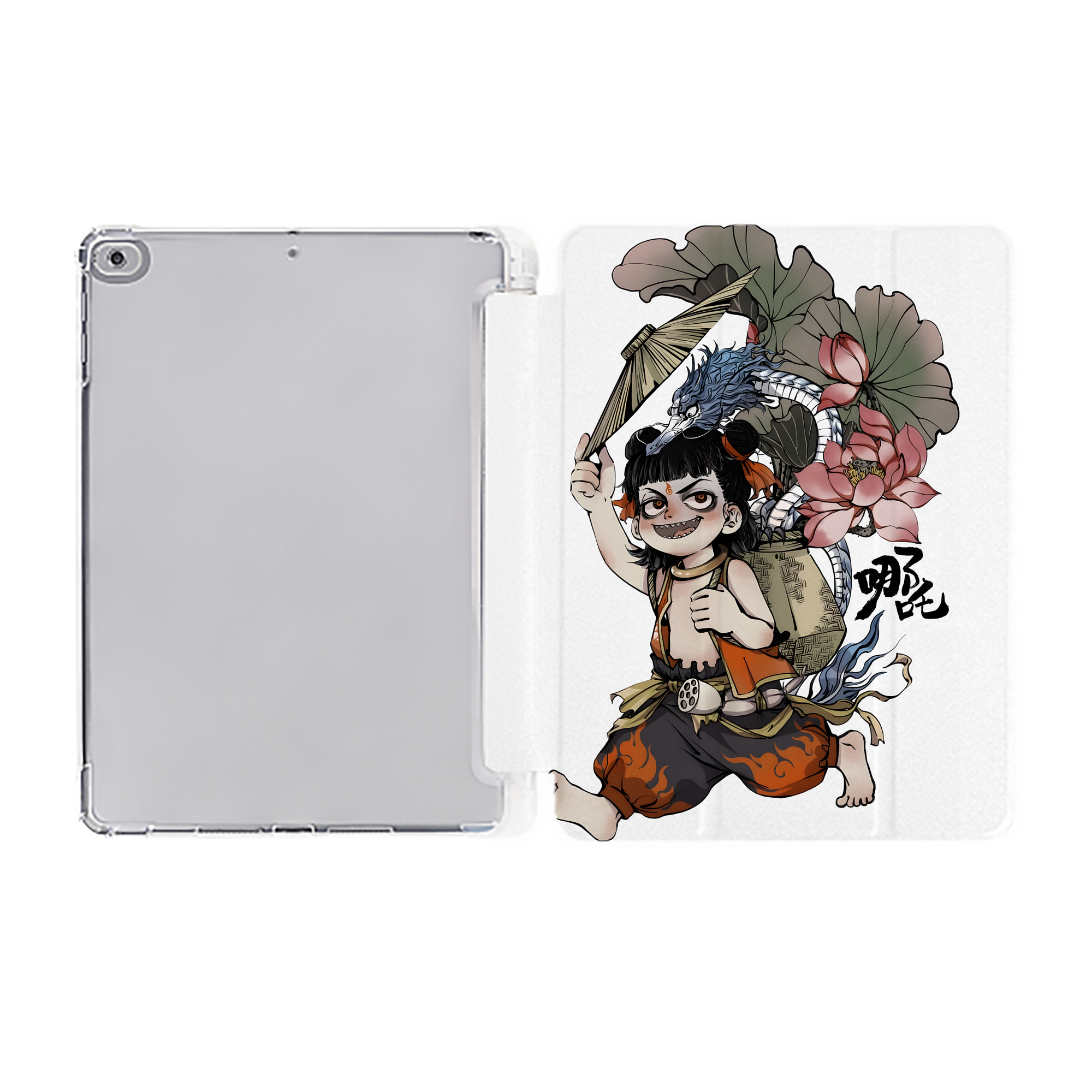 （画像用） Ne Zha 2 ナタ 魔童の大暴れ IPad ケース ペン収納付き 三つ折りスタンド PUレザー×シリコン 対応機種9.5/10.5/10.9インチ